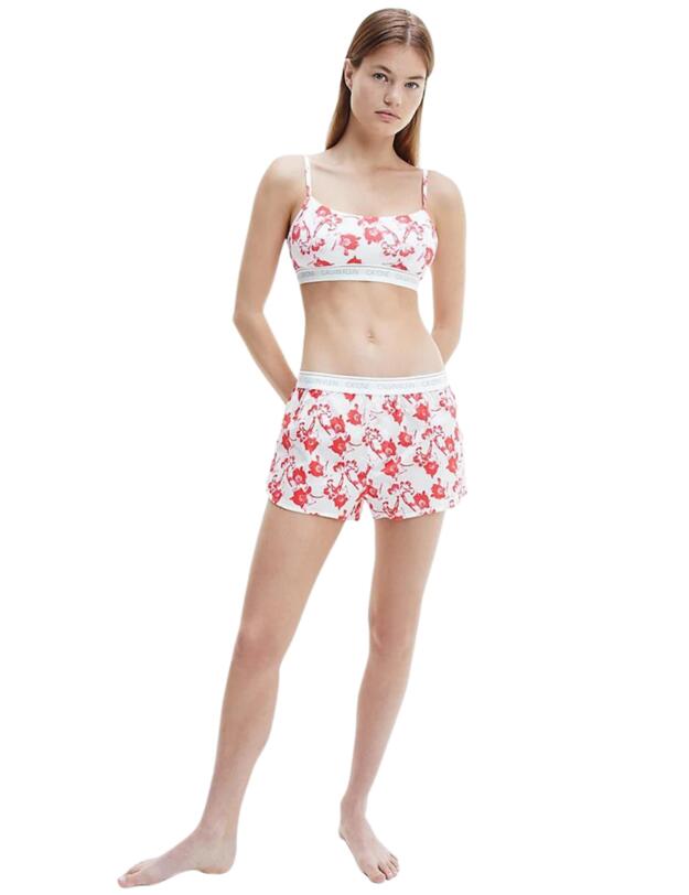 Calvin Klein CK One Woven Cotton Sleep Short  Lilium Print - Strawberry Shake