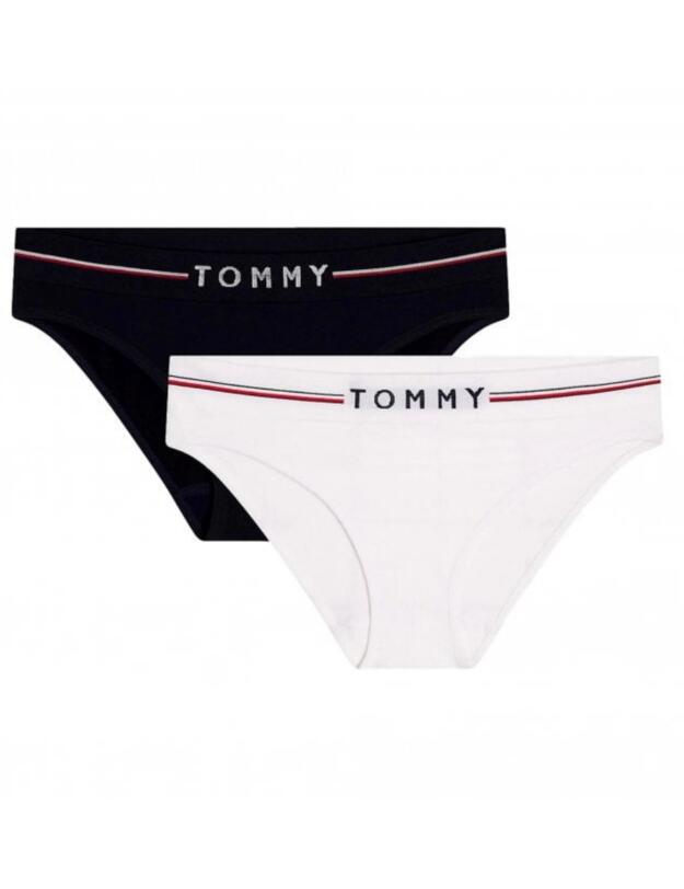 ommy Hilfiger Girls Logo Girls 2 Pack Briefs Desert Sky/White