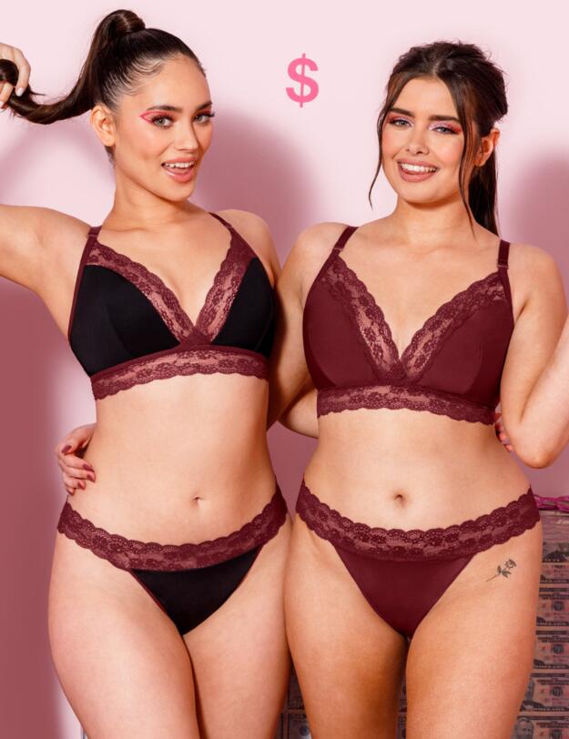 Curvy Kate Twice The Fun Reversible Bralette Bra Black/Oxblood