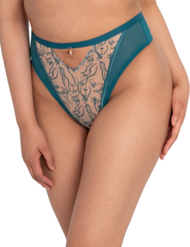 ST014212 Scantilly by Curvy Kate Education High Waist Thong  - ST014212 Teal 
