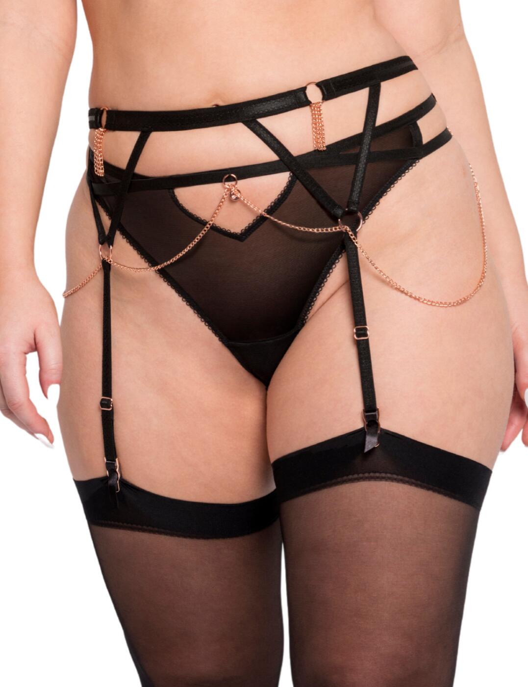 ST016800 Scantilly by Curvy Kate Unchained Suspender Belt - ST016800 Black 