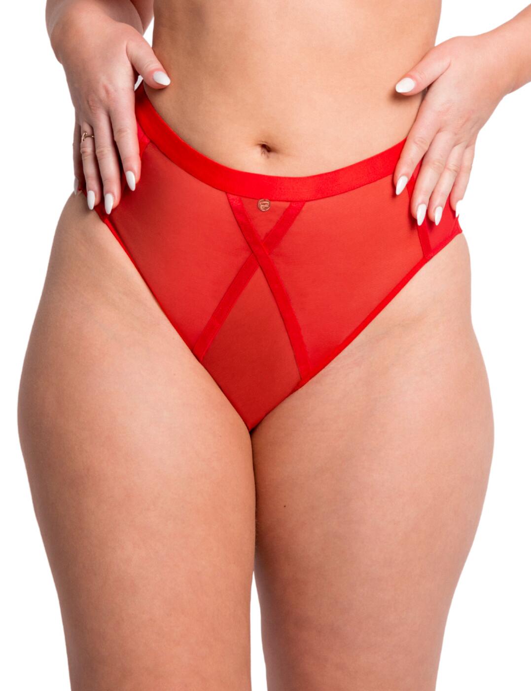 ST013208 Scantilly by Curvy Kate Sheer Chic High Waist Brief - ST013208 Flame Red