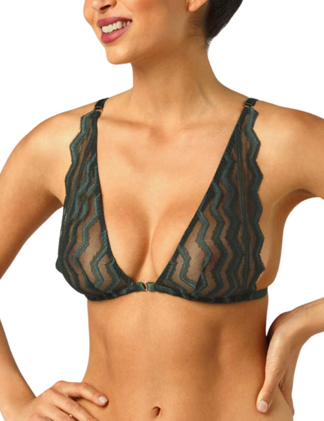 Muse By Coco De Mer Margot High Apex Triangle Bra Forest Green