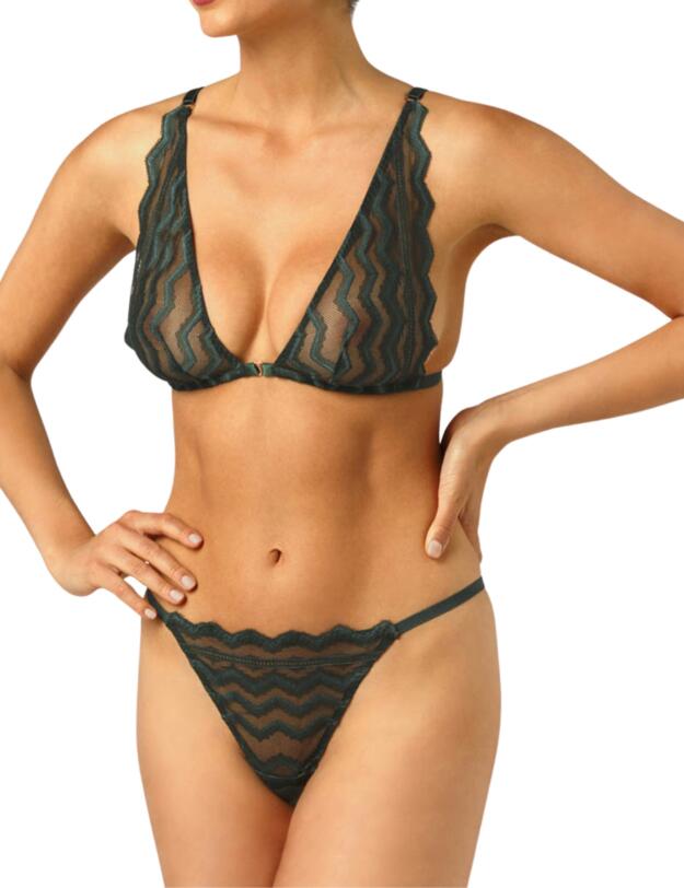 Muse By Coco De Mer Margot High Apex Triangle Bra Forest Green