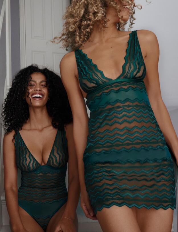 Muse by Coco De Mer Margot Slip Forest Green