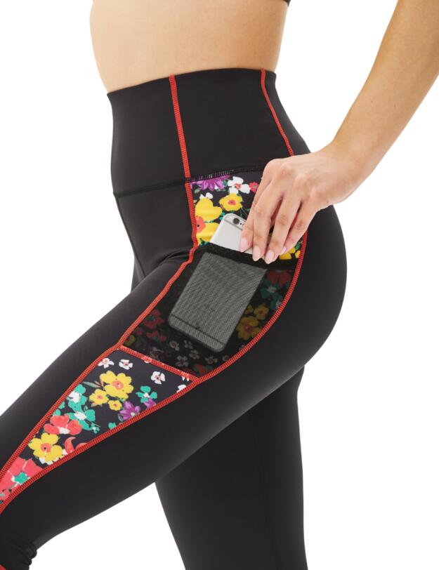  Pour Moi Energy Printed Mesh Panel Legging Black Ditsy 