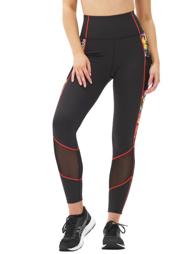  Pour Moi Energy Printed Mesh Panel Legging Black Ditsy 