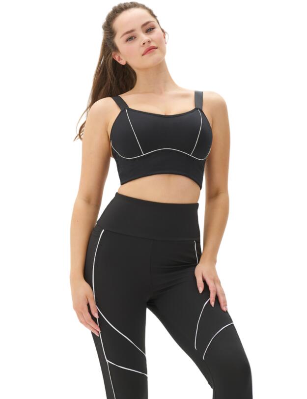 Pour Mo Energy Pulse Longline Padded Sports Bra Black/White