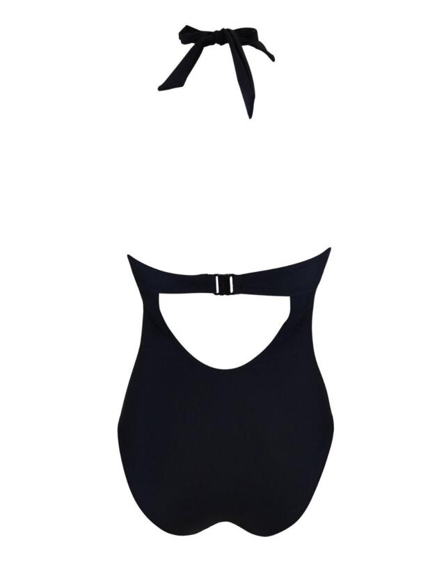 Pour Moi Space Mesh Halter Control Swimsuit Black