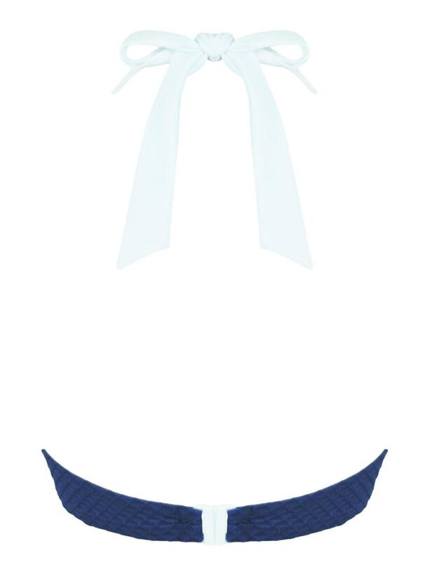 Pour Moi Waffle Triangle Halter Bikini Top Navy 