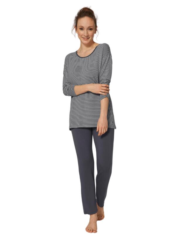 Triumph Stripes Two Piece Night Set Pebble Grey 