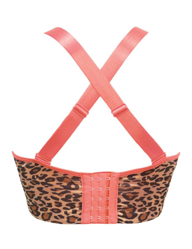 Pour Moi Energy Pulse Longline Padded Sports Bra Leopard/Coral