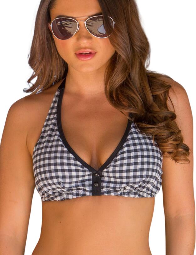 Pour Moi Checkers Underwired Triangle Bikini Top Black/White