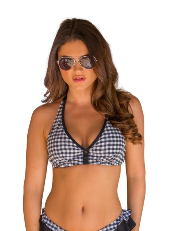 Pour Moi Checkers Underwired Triangle Bikini Top Black/White