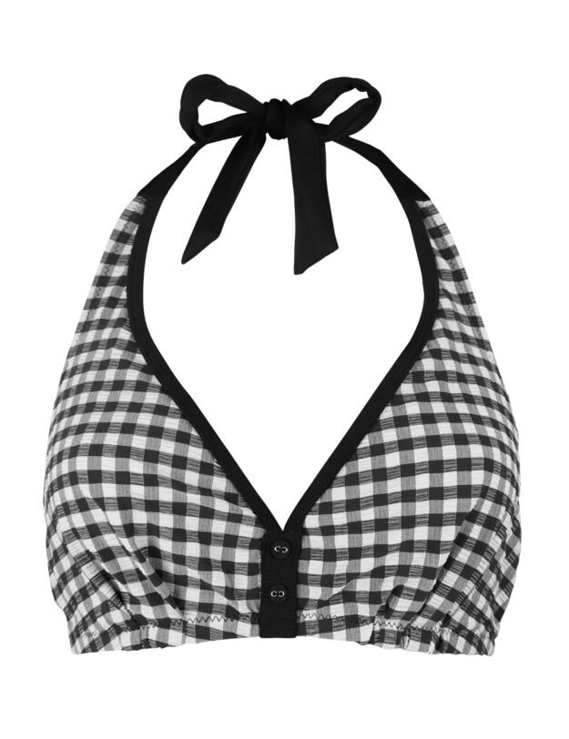 Pour Moi Checkers Underwired Triangle Bikini Top Black/White