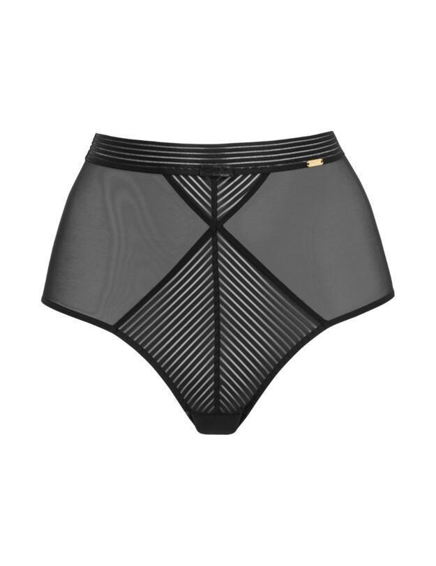 Gossard Sheer Stripe Deep Brief Black 