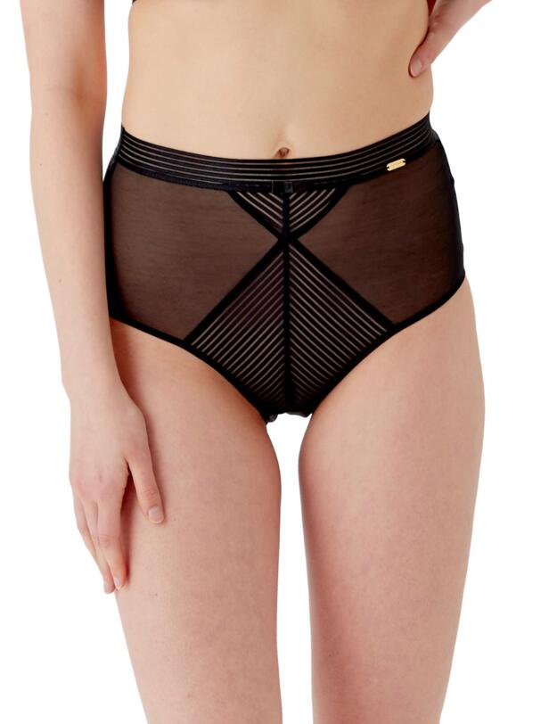 Gossard Sheer Stripe Deep Brief Black 