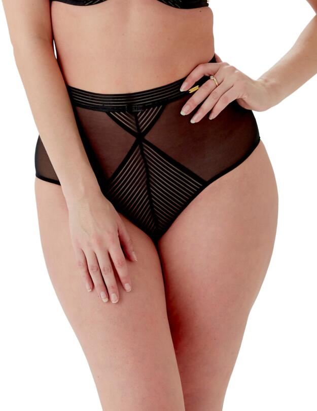 Gossard Sheer Stripe Deep Brief Black 