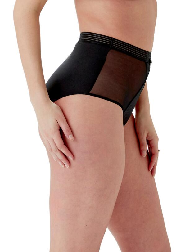 Gossard Sheer Stripe Deep Brief Black 