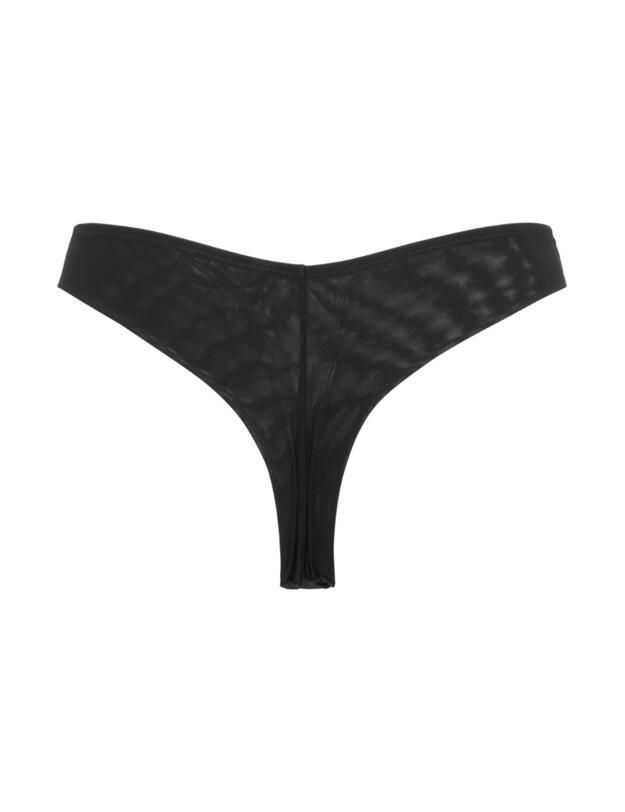 Gossard Sheer Stripe Thong Black