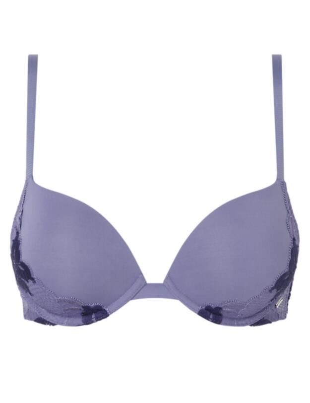 Calvin Klein Flex Poppy Floral Push Up Plunge Bra Bleached Denim