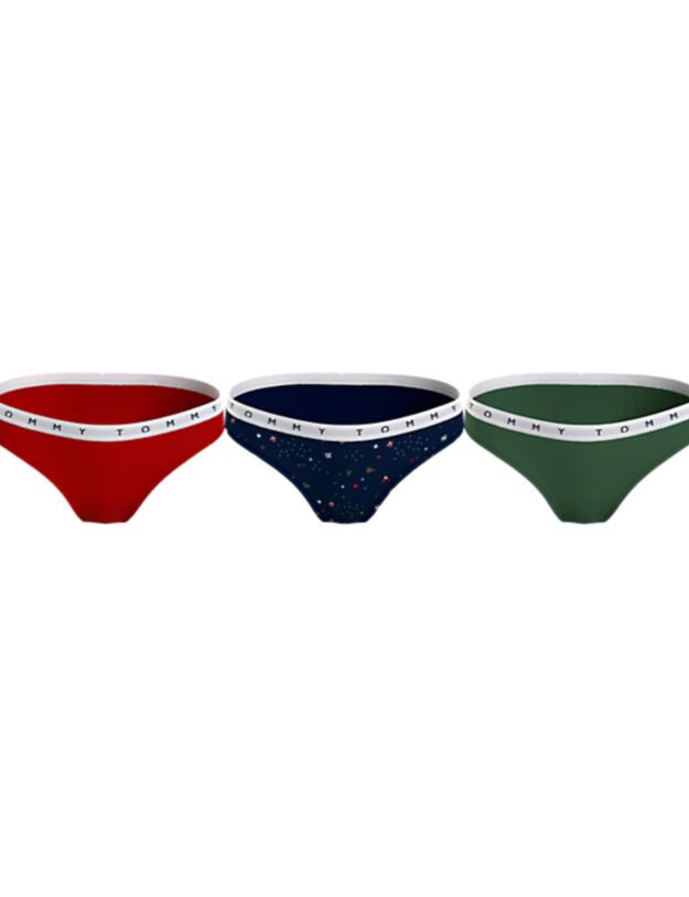 Tommy Hilfiger Tommy Cotton Bikini Brief (3PK) PR Red / Fest Scatter / Golf Green