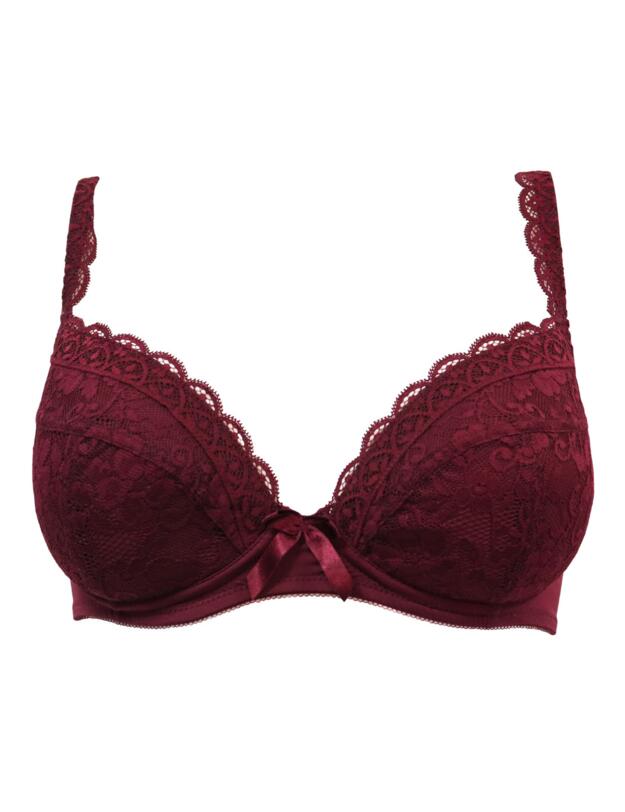  Pour Moi Rebel Padded Plunge Bra Black Cherry
