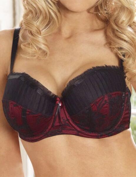 Ultimo Overlaid Bandeau Bra 574104 SAVE 70% - 574104 Black/Red