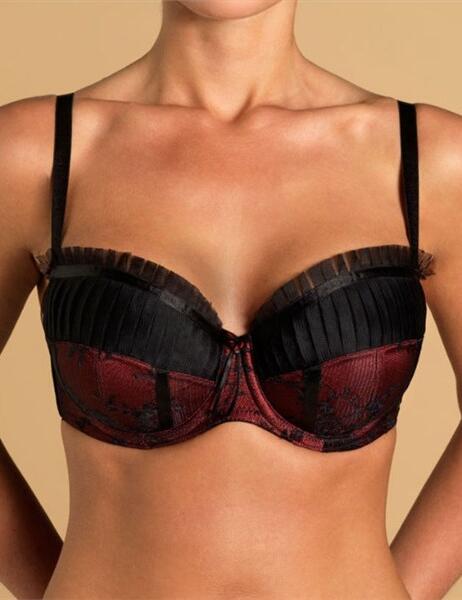 Ultimo Overlaid Bandeau Bra 574104 SAVE 70% - 574104 Black/Red
