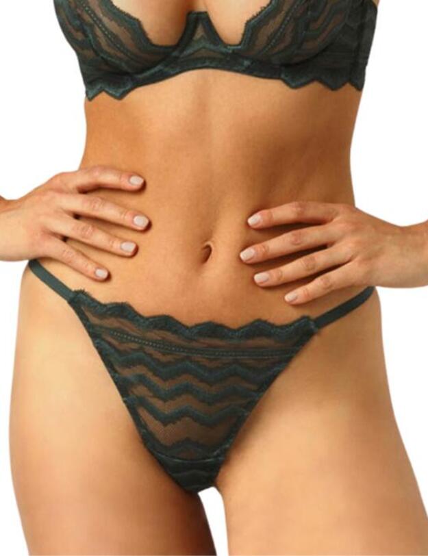 MAR-015-09 Muse By Coco De Mer Margot G-String - MAR-015-09 Forest Green