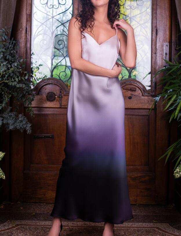  Marjolaine Milia Long Nightdress Cendre/Noir