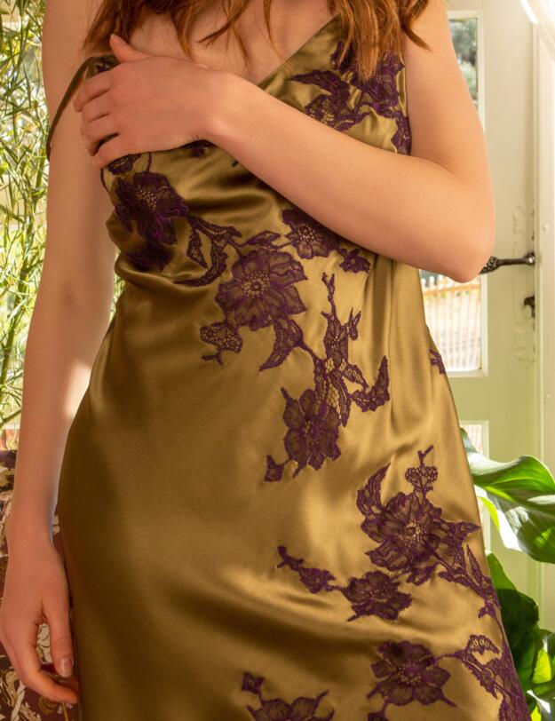 Marjolaine Nymphe Nightie Kaki/Violet