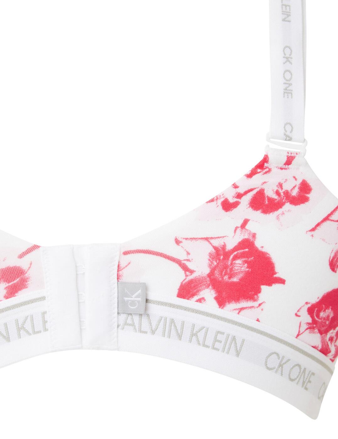 000QF5951E Calvin Klein CK One Cotton Plus Size Bralette - 000QF5951E  Lilium Print-Strawberry Shake