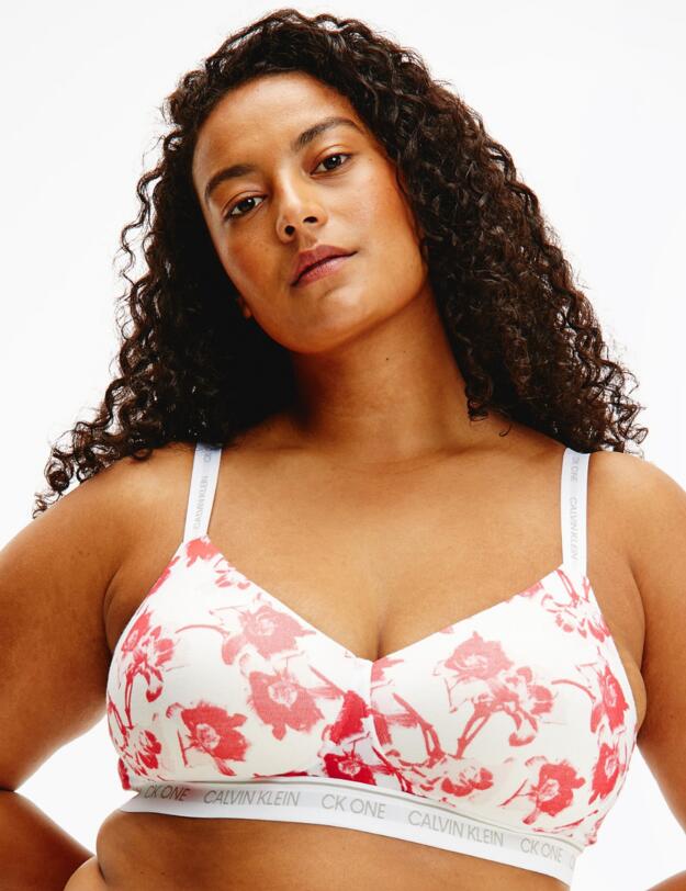 Calvin Klein CK One Cotton Plus Size Bralette Lilium Print-Strawberry Shake