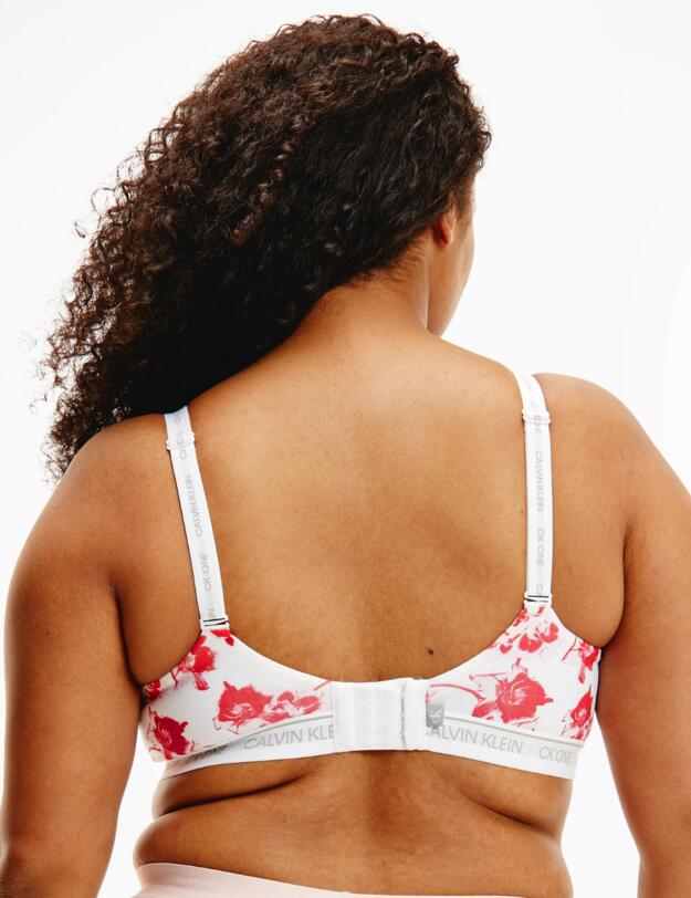 Calvin Klein CK One Cotton Plus Size Bralette Lilium Print-Strawberry Shake
