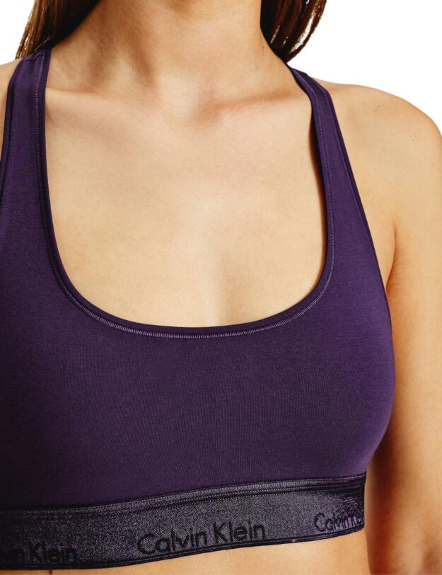 Calvin Klein Modern Cotton Metallic Bralette Bra Liberty Purple