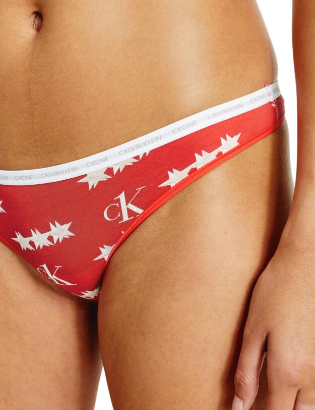000QD3788E Calvin Klein CK One Cotton 2 Pack Thongs - 000QD3788E White/45 Star Print