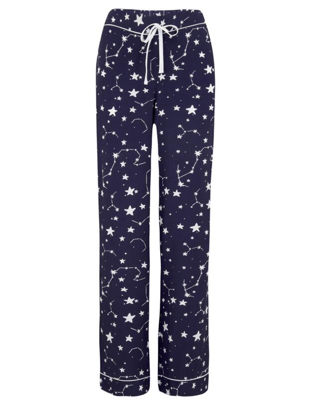 Pour Moi Luxe Woven Twill Pyjama Set Navy/Ivory
