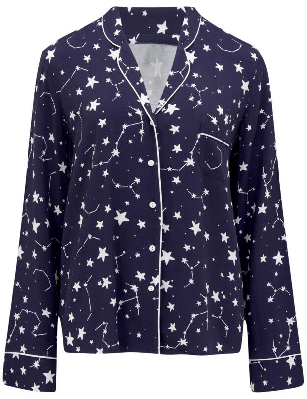 Pour Moi Luxe Woven Twill Pyjama Set Navy/Ivory