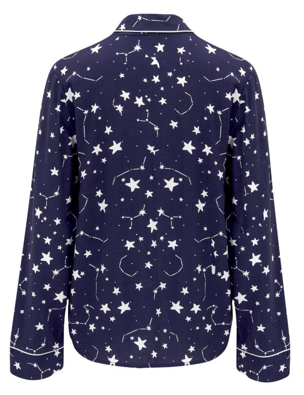 Pour Moi Luxe Woven Twill Pyjama Set Navy/Ivory