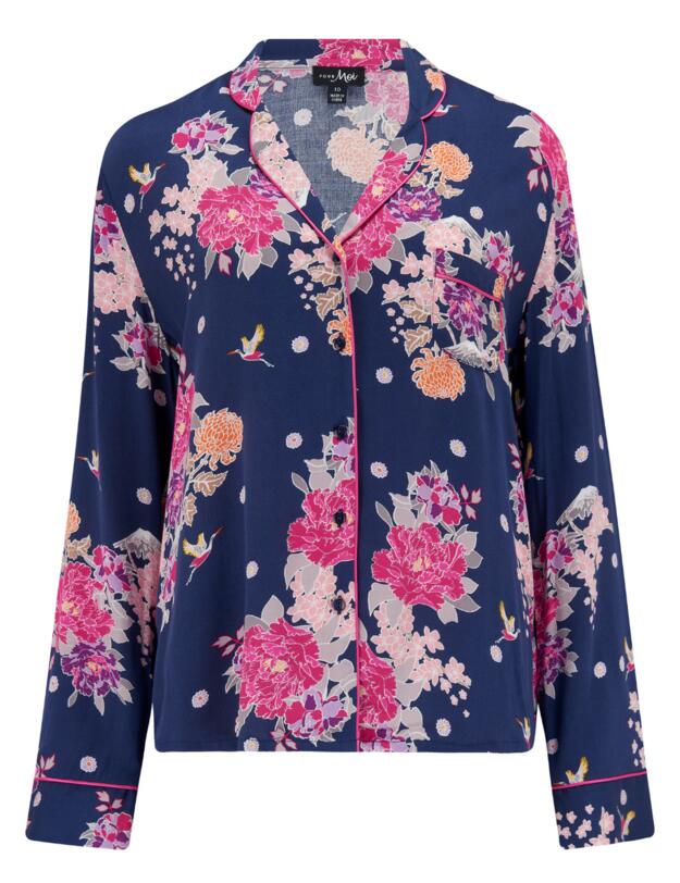 Pour Moi Luxe Woven Pyjama Set Kiku Navy