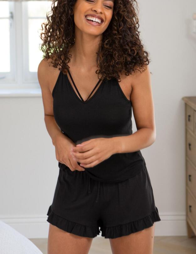 Pour Moi Sofia Love Frill Jersey Shorts Black