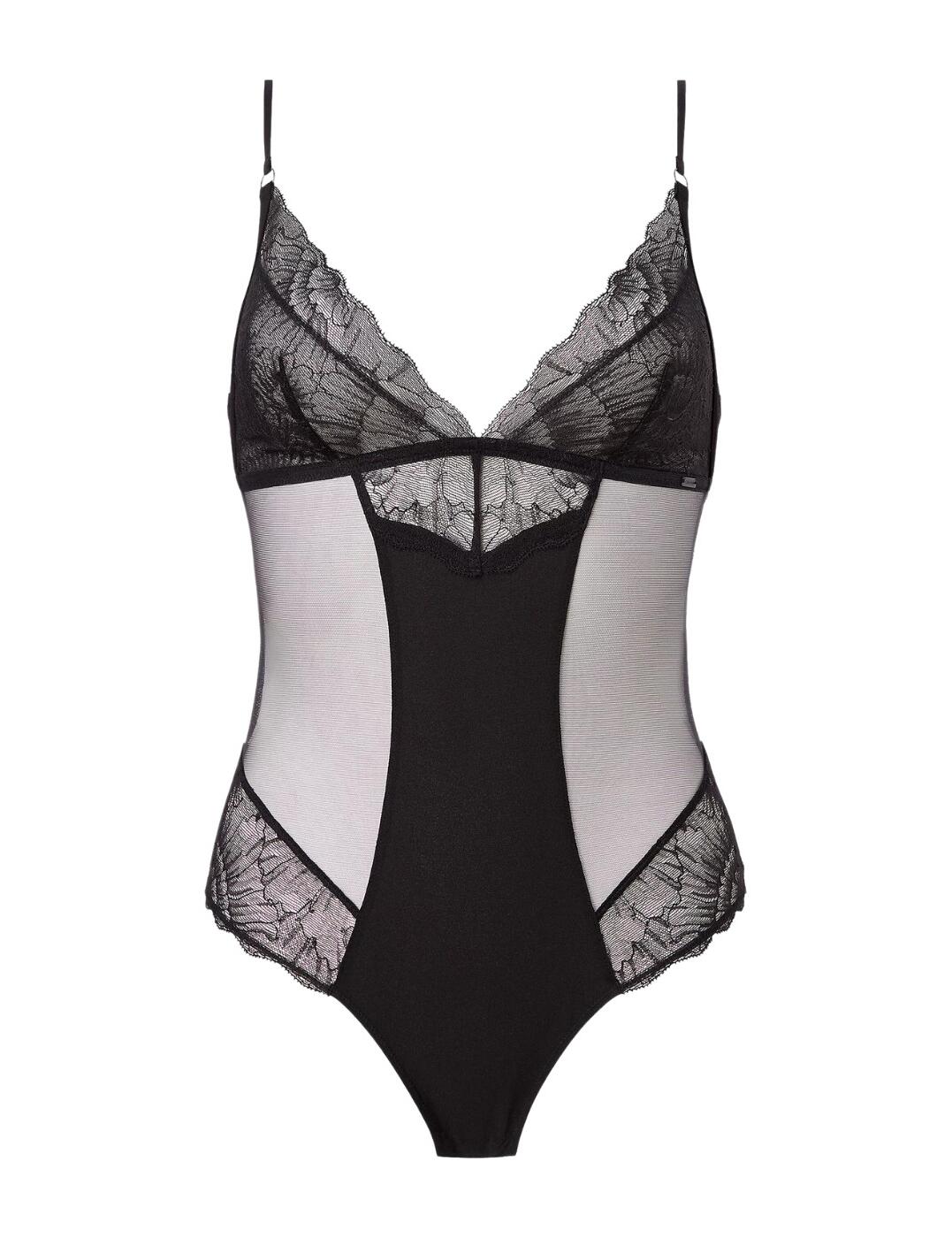 000QF6651E Calvin Klein CK Black Camellia Bodysuit - QF6651E Black