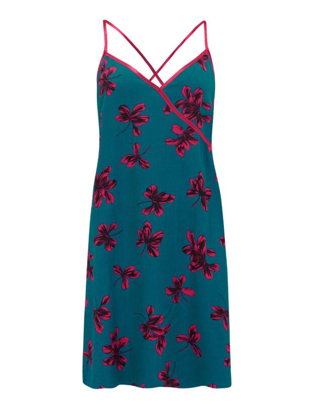  Pour Moi Luxe Woven Twill Chemise Teal/Pink