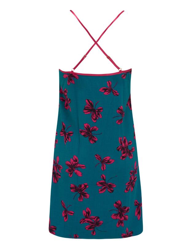  Pour Moi Luxe Woven Twill Chemise Teal/Pink