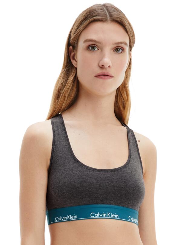 Calvin Klein Modern Cotton Bralette Charcoal Heather/Topaz Gemstone