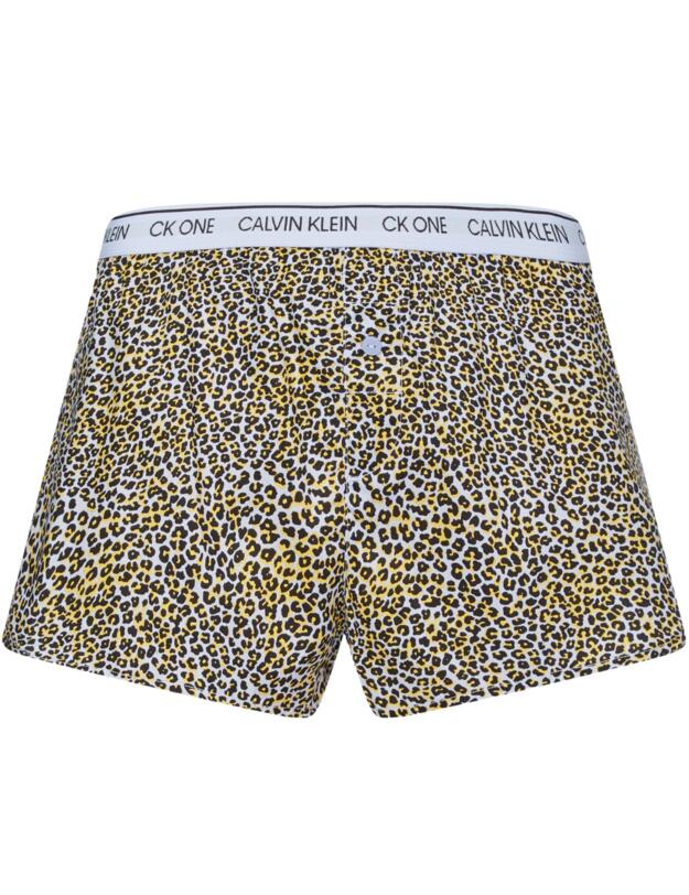 Calvin Klein CK One Woven Cotton Sleep Short Mini Cheetah Print/River