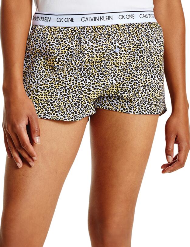 Calvin Klein CK One Woven Cotton Sleep Short Mini Cheetah Print/River