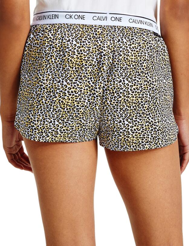 Calvin Klein CK One Woven Cotton Sleep Short Mini Cheetah Print/River