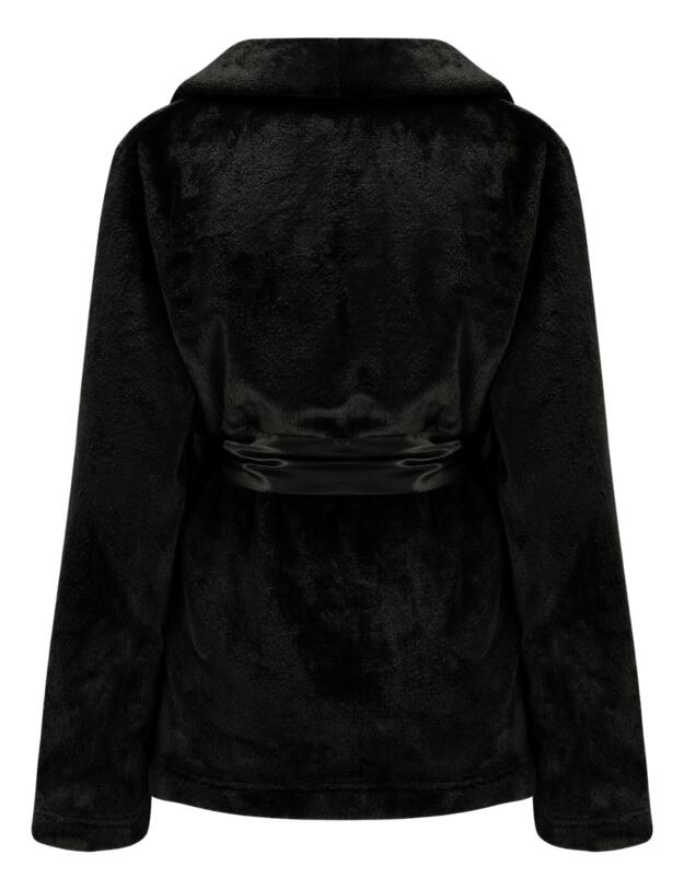 Pour Moi Satin Trim Dressing Gown Jacket Black